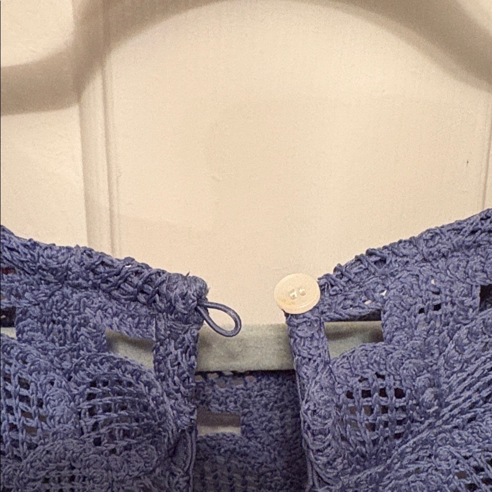 LOFT Blue Floral Crochet Tank Top - Picture 5 of 6